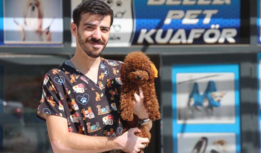 Bu pet kuaförde köpek ve kedinin dostluğu görenleri hayrete düşürüyor