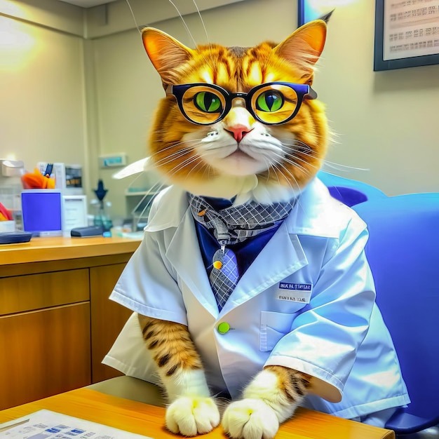 Portrait Cute Cat Stethoscope Me